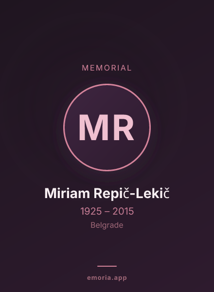 Memorial portrait of Miriam Repič-Lekič