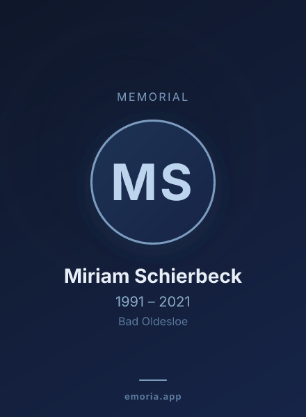 Memorial portrait of Miriam Schierbeck