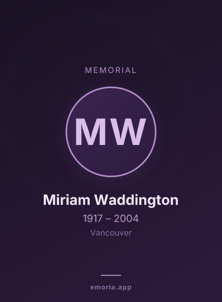 Memorial portrait of Miriam Waddington