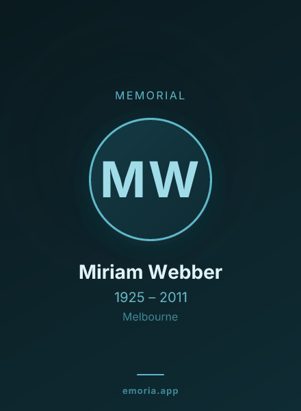 Memorial portrait of Miriam Webber