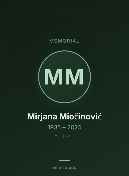 Memorial portrait of Mirjana Miočinović
