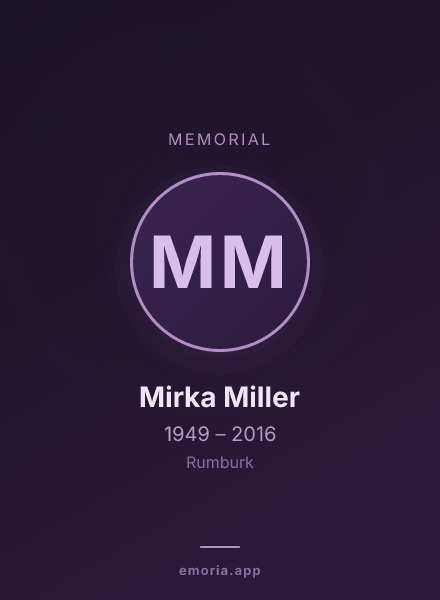 Memorial portrait of Mirka Miller