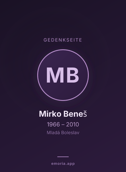 Gedenkportrait von Mirko Beneš