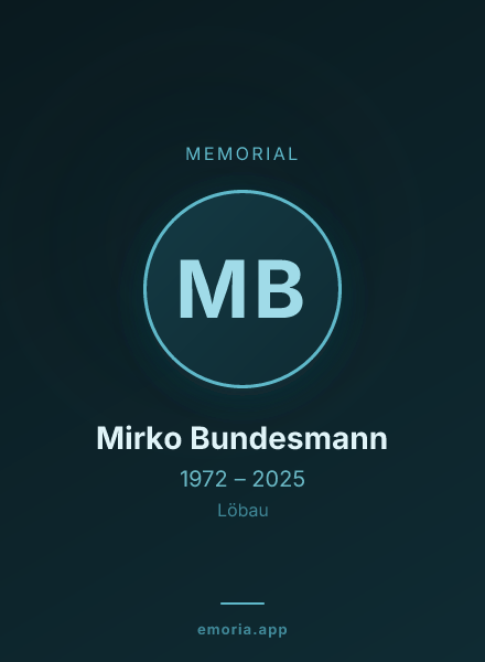 Memorial portrait of Mirko Bundesmann