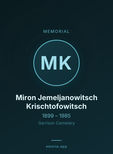 Memorial portrait of Miron Jemeljanowitsch Krischtofowitsch