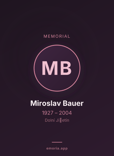 Memorial portrait of Miroslav Bauer