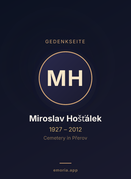 Gedenkportrait von Miroslav Hošťálek