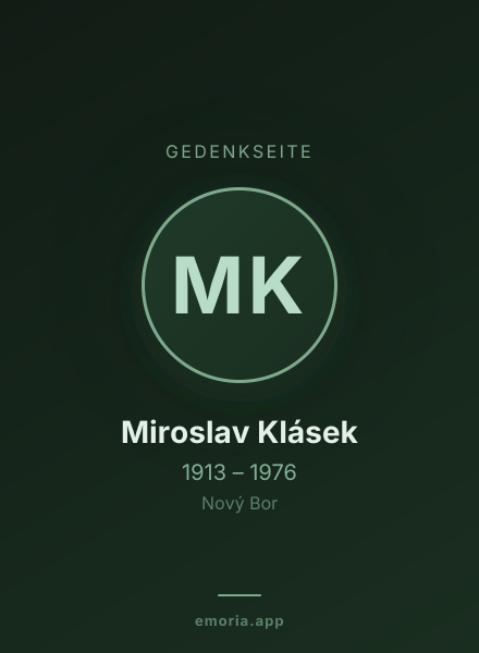 Gedenkportrait von Miroslav Klásek