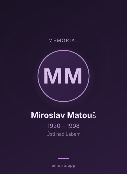 Memorial portrait of Miroslav Matouš
