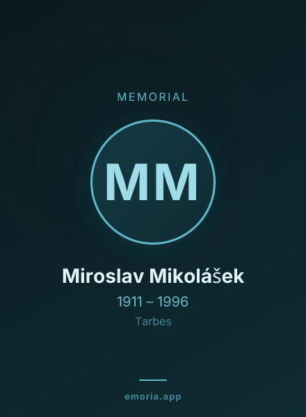 Memorial portrait of Miroslav Mikolášek
