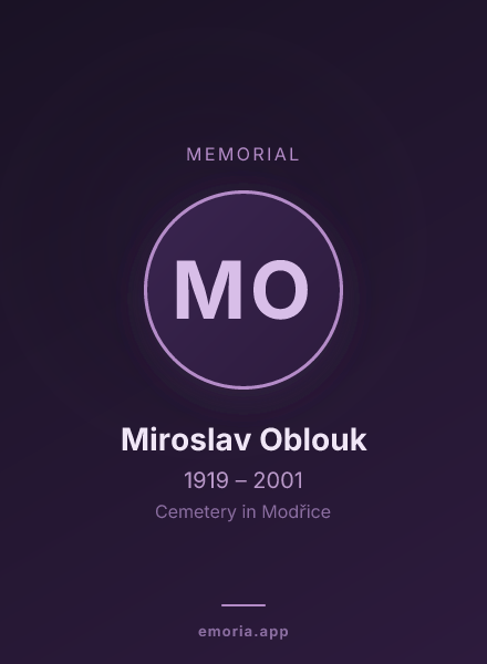 Memorial portrait of Miroslav Oblouk