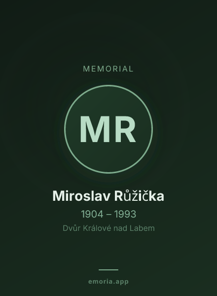 Memorial portrait of Miroslav Růžička