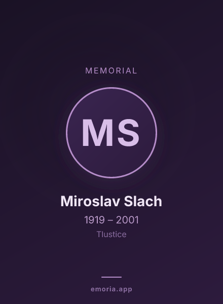 Memorial portrait of Miroslav Slach
