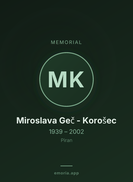 Memorial portrait of Miroslava Geč - Korošec