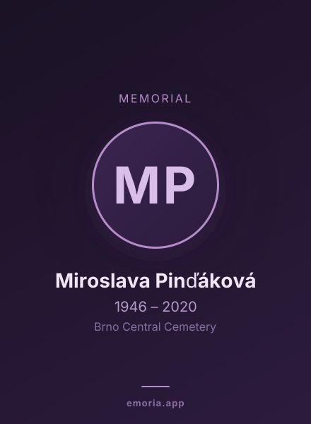Memorial portrait of Miroslava Pinďáková