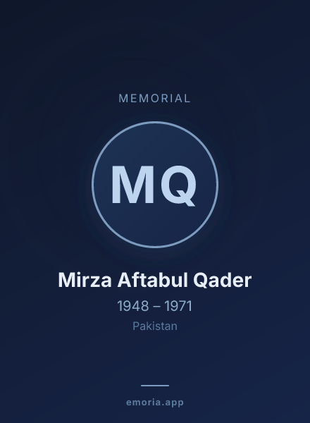 Memorial portrait of Mirza Aftabul Qader