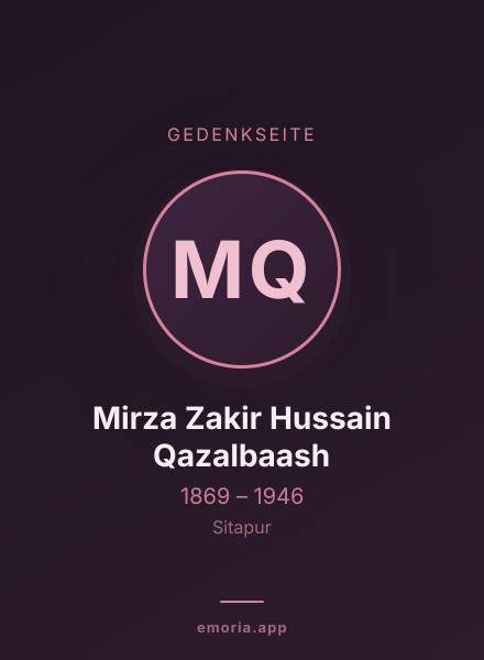 Gedenkportrait von Mirza Zakir Hussain Qazalbaash