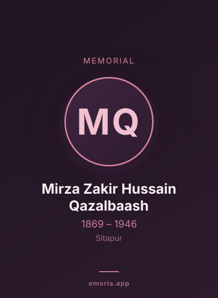 Memorial portrait of Mirza Zakir Hussain Qazalbaash