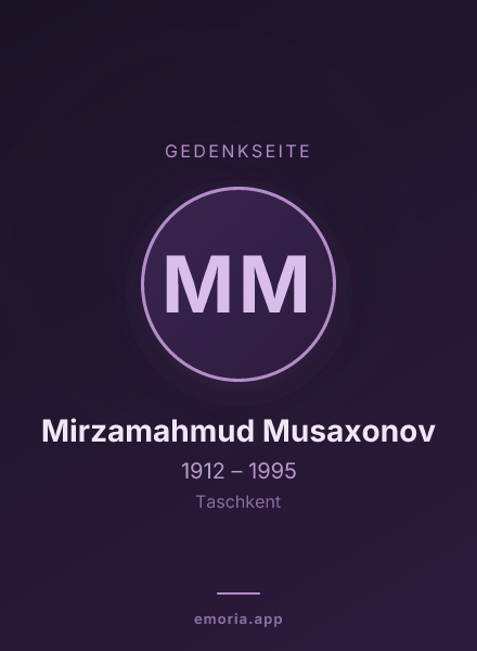 Gedenkportrait von Mirzamahmud Musaxonov