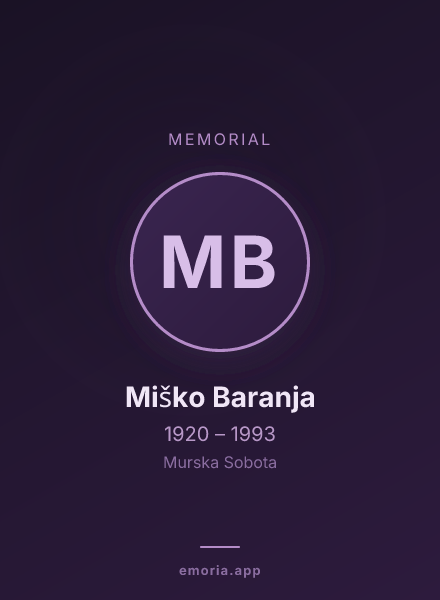 Memorial portrait of Miško Baranja