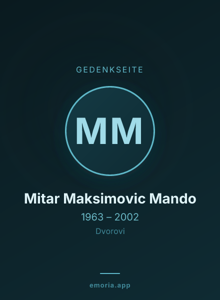 Gedenkportrait von Mitar Maksimovic Mando