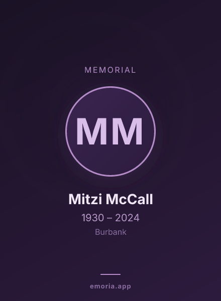 Memorial portrait of Mitzi McCall