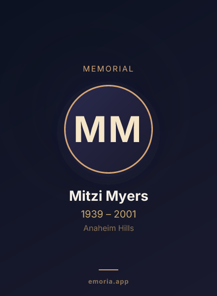 Memorial portrait of Mitzi Myers