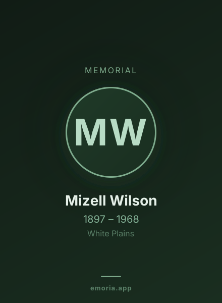Memorial portrait of Mizell Wilson