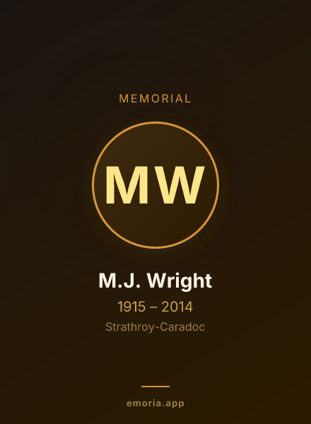 Memorial portrait of M.J. Wright