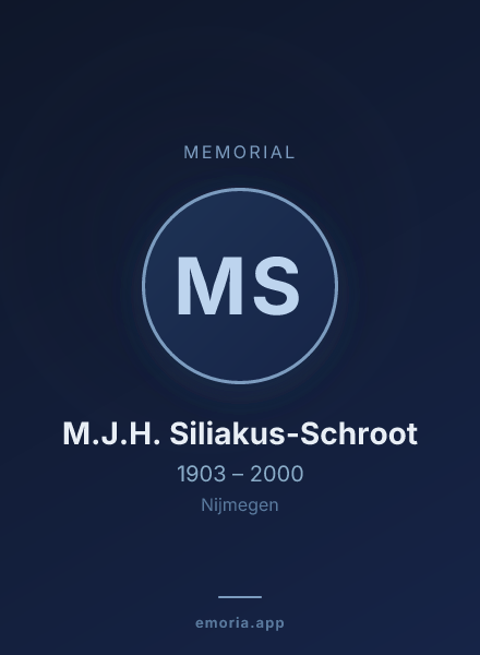 Memorial portrait of M.J.H. Siliakus-Schroot