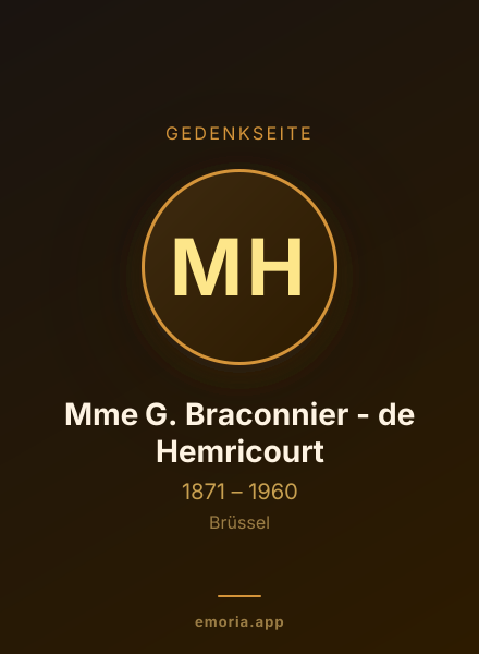 Gedenkportrait von Mme G. Braconnier - de Hemricourt