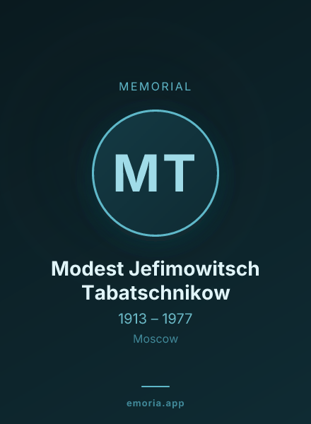 Memorial portrait of Modest Jefimowitsch Tabatschnikow