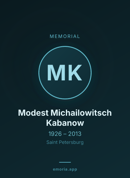 Memorial portrait of Modest Michailowitsch Kabanow