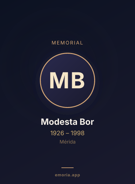 Memorial portrait of Modesta Bor