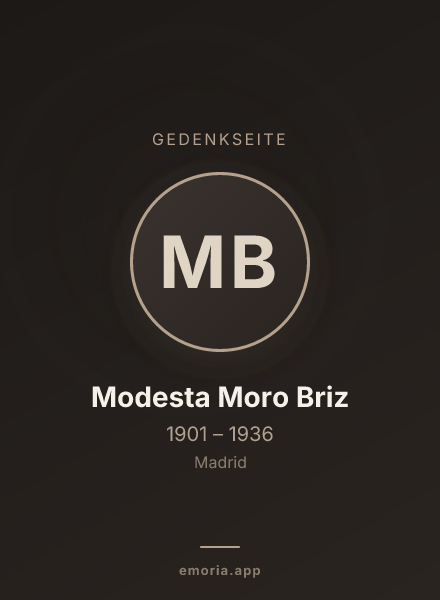 Gedenkportrait von Modesta Moro Briz
