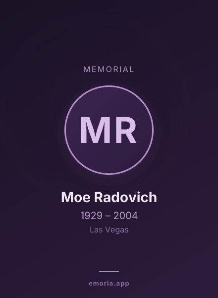 Memorial portrait of Moe Radovich