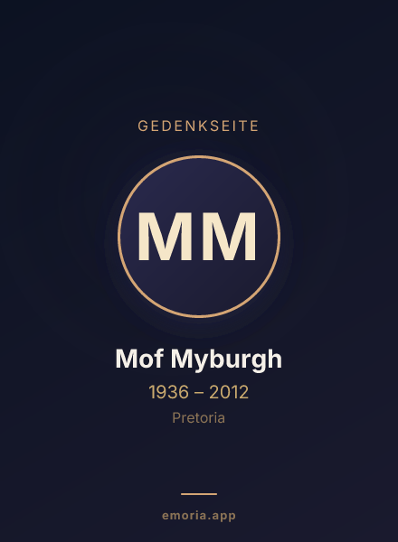 Gedenkportrait von Mof Myburgh