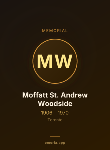 Memorial portrait of Moffatt St. Andrew Woodside