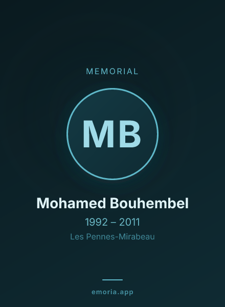 Memorial portrait of Mohamed Bouhembel
