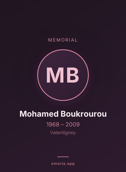 Memorial portrait of Mohamed Boukrourou
