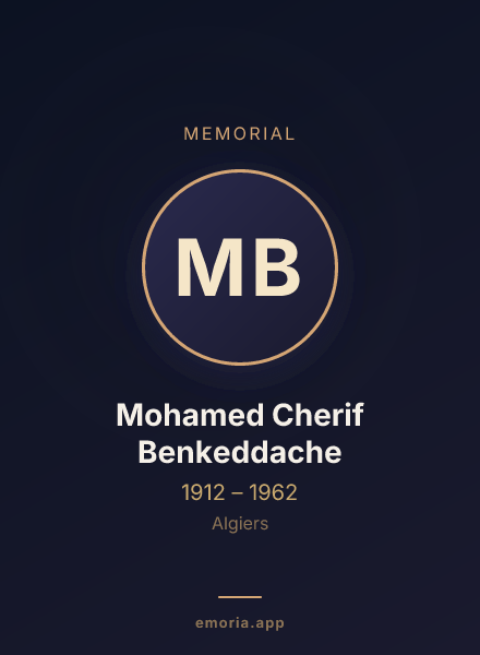 Memorial portrait of Mohamed Cherif Benkeddache