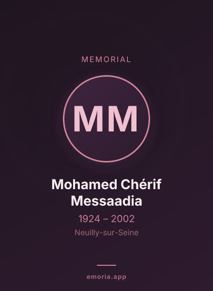 Memorial portrait of Mohamed Chérif Messaadia