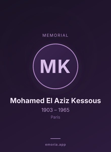 Memorial portrait of Mohamed El Aziz Kessous