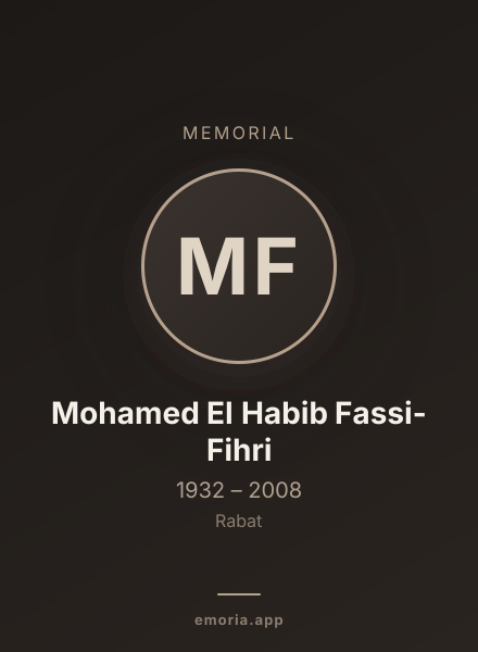 Memorial portrait of Mohamed El Habib Fassi-Fihri