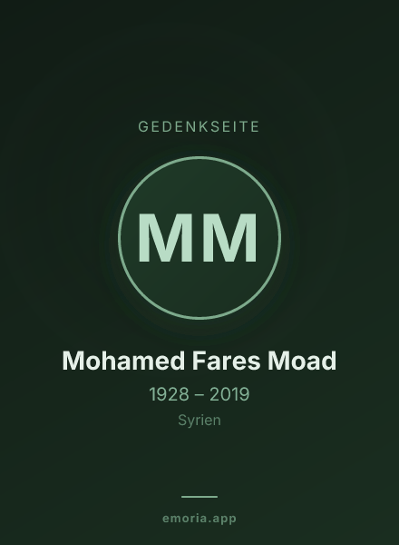Gedenkportrait von Mohamed Fares Moad