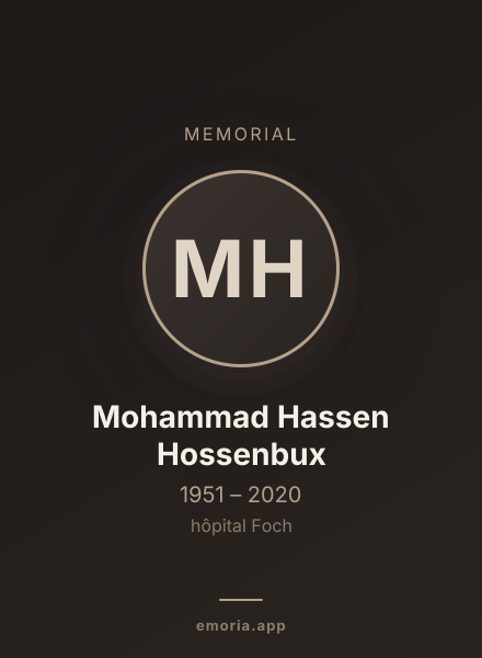 Memorial portrait of Mohammad Hassen Hossenbux