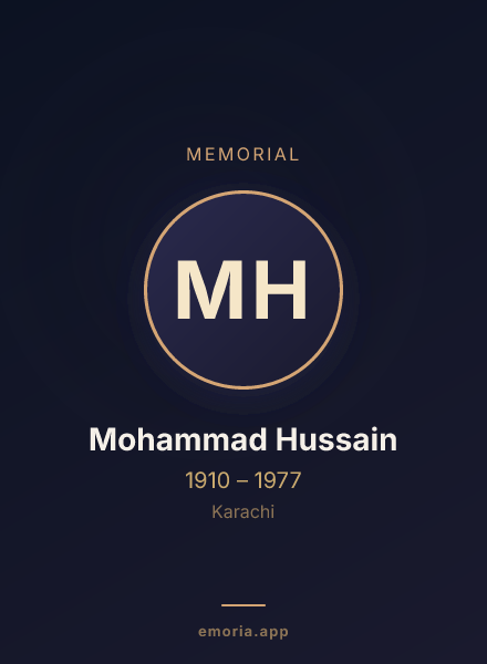 Memorial portrait of Mohammad Hussain