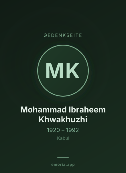 Gedenkportrait von Mohammad Ibraheem Khwakhuzhi