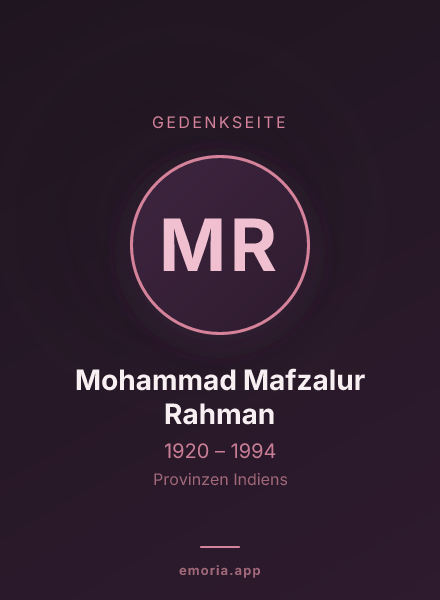 Gedenkportrait von Mohammad Mafzalur Rahman