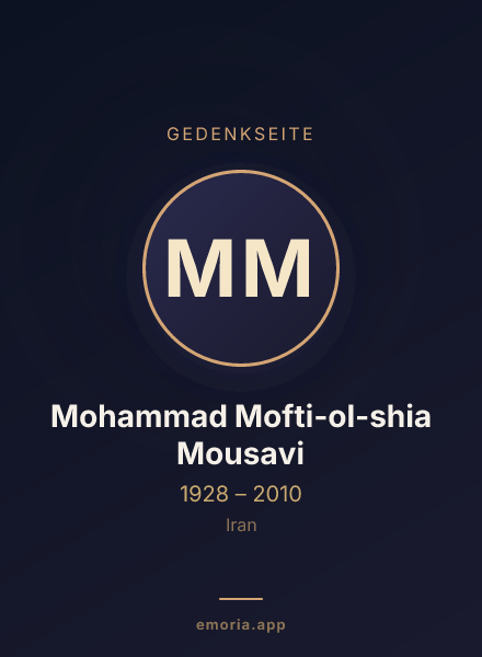 Gedenkportrait von Mohammad Mofti-ol-shia Mousavi